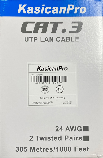 Picture of CAT3 24 AWG UTP PV 1000ft  CCT-UTP2-C3-CMR-IV